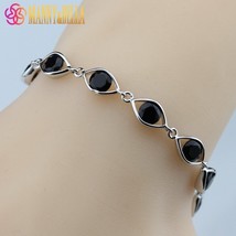 Silver Color  Simple Black Zircon Bracelet Health Fashion  Jewelry For Women Fre - £16.43 GBP