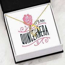 It&#39;s My Quinceañera Birthday Forever Love NecklaceCZ Heart Pendant Stainless Ste - £43.38 GBP