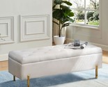 Modern Velvet Upholstered Rectangular Tufted Footstool Bench, Large Storage - £138.06 GBP