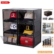 Elegant Acrylic Hat Organizer - 6-Box Set for Baseball Caps with Lift-Of... - $79.15