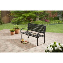 Garden Bench Metal Steel Patio Outdoor Durable Black Backyard Slatted Ar... - £111.23 GBP