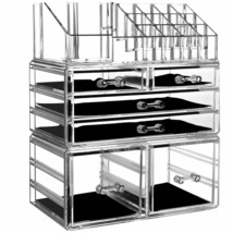 Makeup Organizer Set of 3 Large Clear Stackable Storage - $82.16