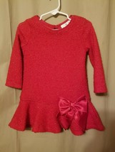 Rare Editions - Red Sparkle Long Sleeve Dress Size 24M      B3 - $8.80
