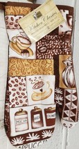 Printed Kitchen Oven Mitt Jumbo Size13&quot; Coffee Jars With Brown Back Home - £12.81 GBP