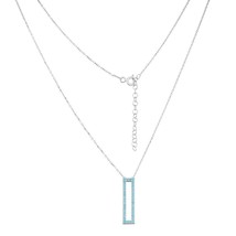 Sterling Silver  Turquoise CZ Rectangle Necklace - £43.55 GBP