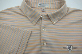 Peter Millar Summer Comfort FCC 1925 Gray Orange Stripe Golf Polo Shirt M  - £65.94 GBP