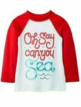 Cat &amp; Jack Girl Swim Rashguard T-Shirt &quot;Oh Say Can You Sea&quot; 9M - £4.52 GBP