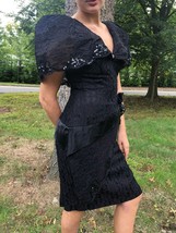 Vtg 80s Karen Okada Black Lace Avant Garde Wiggle Cocktail Party DRESS size 4/6? - £103.83 GBP