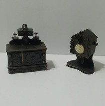 2 Vintage Die-Cast Metal Pencil Sharpeners Stove &amp; Cuckoo Clock Hong Kong - £11.01 GBP