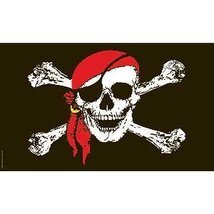 Flag Pirate Red Scarf Poly 3ft X 5ft by EagleEmblems - £3.83 GBP