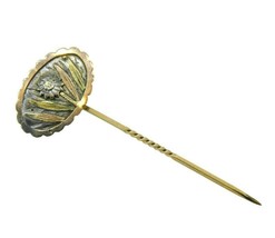 Sterling and Gold Floral Stick Pin (#J1658) - £78.45 GBP