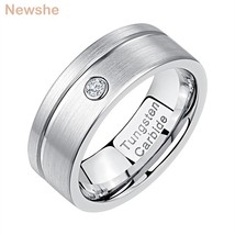 Tungsten Carbide Rings For Men 8mm Wedding Bands High Polished Round AAAAA Cubic - £28.71 GBP