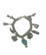 Vintage World Travel Souvenir Monuments Charm Bracelet Costume Jewelry 6.5&quot; - £15.87 GBP
