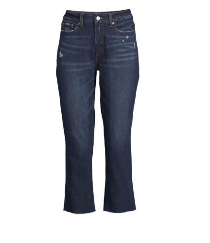 Time and Tru Women&#39;s Straight Crop Jeans Dark Wash Size 18 raw hem distr... - $14.01