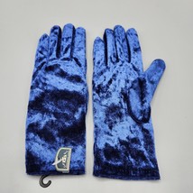 Tie Rack 90s Velour/Crushed Velvet Gloves Blue NWT Women&#39;s Size Small Vtg - £19.16 GBP