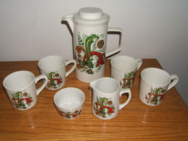 Vintage Johnson Bro&#39;s. Swirl Design Pitcher; Cup; Sugar &amp; Creamer Set -England - £17.62 GBP