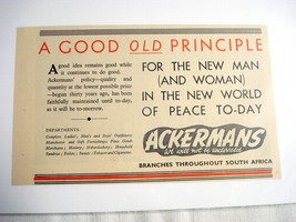 1945 South Africa Ad Ackermans Stores - £6.38 GBP