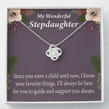 Wonderful Stepdaughter HeartKeeper Message Card Necklace Love Knot Stainless Ste - £42.79 GBP