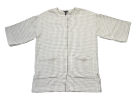 NWT Eileen Fisher Roundneck Jacket in Ecru Organic Cotton Blend Basketwe... - £69.66 GBP