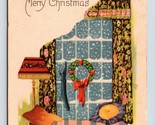 Neve Vista Attraverso Finestra Happy Tutti Giorno Natale DB Cartolina D17 - £3.17 GBP