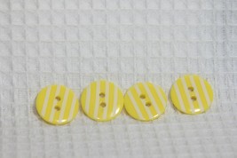 Novelty Buttons (new) 5/8" (4) YELLOW STRIPE #11 - $4.14