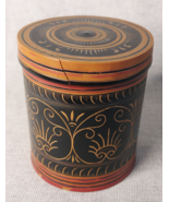 Vintage Turned Wood Cylindrical Trinket Box With Hand Crafted Design - $488.82 MXN