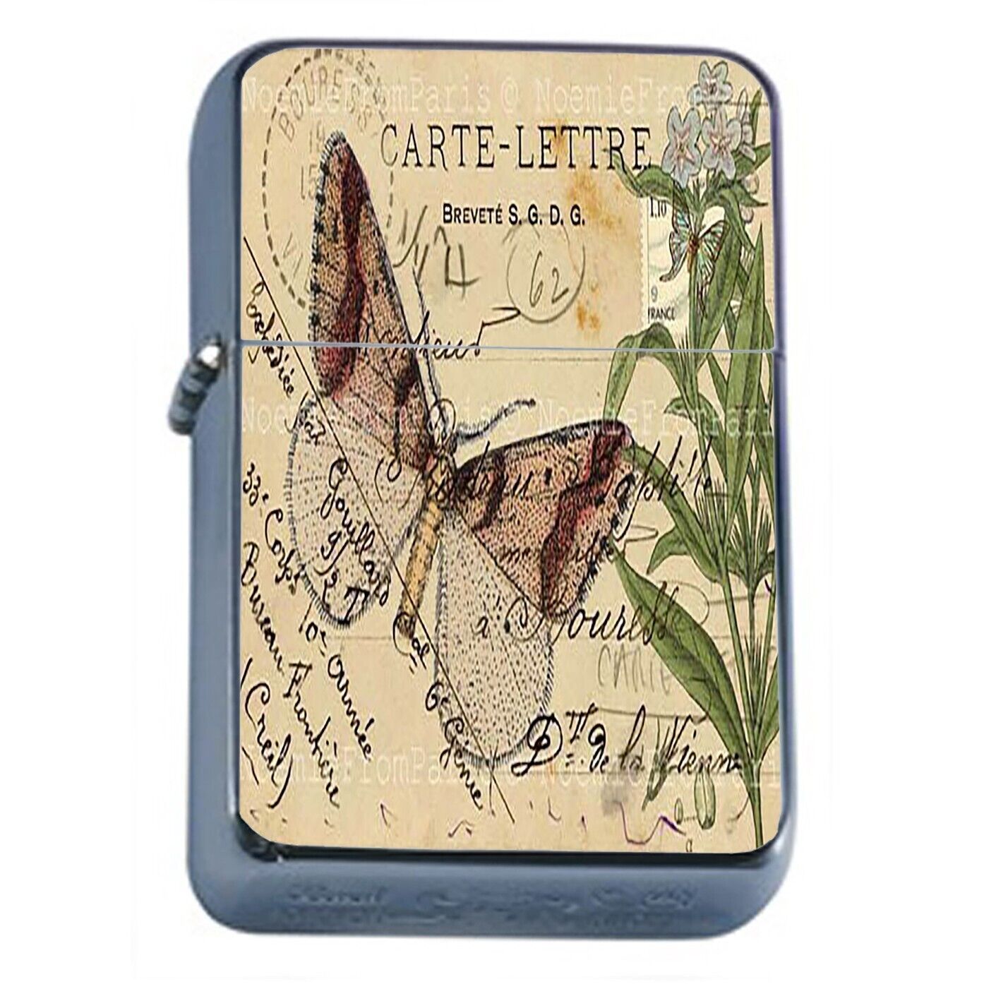 Oil Lighter Postage Butterfly Vintage Illustration