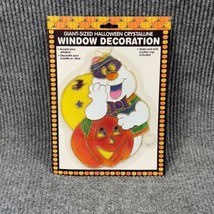 Vtg Giant Size Halloween Crystalline Window Decoration Ghost Pumpkin Nos 8x6 - £22.05 GBP