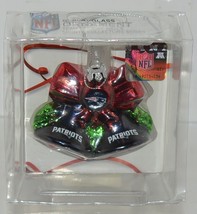 Boelter NFL Blown Glass Holiday Glitter Bells New England Patriots Licensed image 1