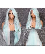Human Hair Blend Full Lace front wig Feathered sides swept bangs Hand Ti... - $128.90