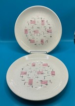 Set Of 3 Vintage MID-CENTURY Modern Tickled Pink Vernon Ware Salad Plates - £15.01 GBP