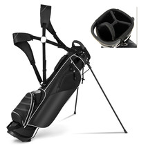 Golf Stand Cart Bag Club w/4 Way Divider Carry Organizer Pockets Storage Black - £103.69 GBP