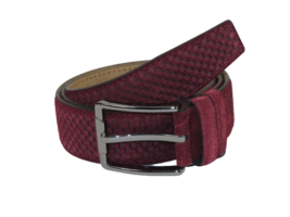 Men Genuine Basket weave Suede Soft Leather Belt PIERO ROSSI Turkey #1002 Wine - £35.97 GBP