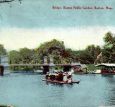 Boston Public Garden Bridge  Postcard Vintage 1910 Massachusetts - £9.39 GBP