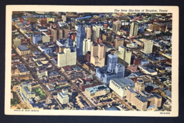 The New Sky-line of Houston Texas Linen PC Burt Moritz Skyscraper Buildings - $10.00