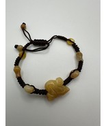 9&quot; Max Length Yellow Chinese Zodiac Jade Monkey Bracelet BrB4 - $16.83