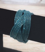 Vintage Bracelet / Bangle Dark Turquoise Beaded Wrap Bracelet - £10.93 GBP