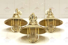 Maritime Handmade Antique Brass 90 Degree Sconce Swan Ship Light With Shade 3 pc - £352.92 GBP