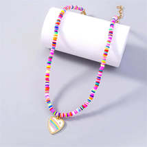Enamel &amp; Polymer Clay 18K Gold-Plated Rainbow Heart Pendant Necklace - £11.16 GBP