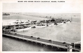 Miami Florida Miami &amp; Miami Beach Causeway Black &amp; White Postcard - £7.80 GBP