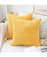 2 Pack 18x18 Throw Pillow Covers Decorative Striped Velvet Square Mustard - $16.82