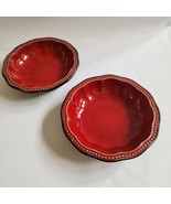 Roscher &amp; Co. Hobnail Collection 8&quot; Red Beaded Stoneware Soup Salad Bowls 2 - $530.00 MXN