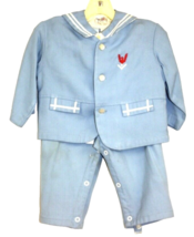 VTG 50s Peter Piper Baby Boy Sailor Romper &amp; Blouse Outfit Embroidered E... - $64.30