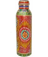 Pure copper Hand painted bottle Red capacity 33oz / 950 ml for drinking ... - $33.19