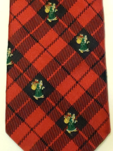 Robert Talbott Neck Tie Christmas Red Silk Plaid St Nicholas Santa Tartan USA - £19.26 GBP