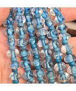 Vintage Handmade Blown Lampwork Blue Glass Beads Necklace Triangle Shape - $31.28