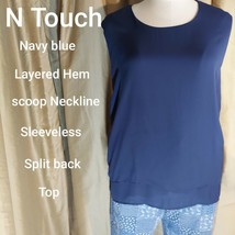 N Touch Navy Blue Split Back Layered Hem Sleeveless Top Size 3X - £9.42 GBP