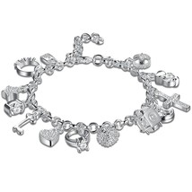 Swarovski Crystal Charms Bracelet in 18K White Gold Plated - £22.49 GBP