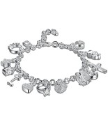 Swarovski Crystal Charms Bracelet in 18K White Gold Plated - £22.37 GBP