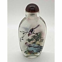 Antique Chinese Reverse Hand Painted Birds Trees Flowers Landscape Snuff Bottle - £47.70 GBP